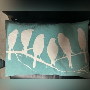 Gently used bird  pillow tiffany blue color